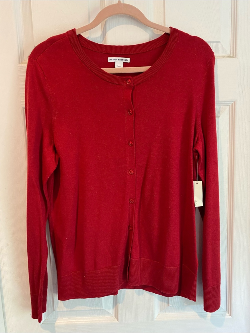 Amazon Essentials Women's Red Button-Front Cardigan